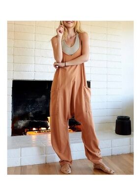 Free People FP Movement Hotshot Jumpsuit Womens Small Toasted Coconut